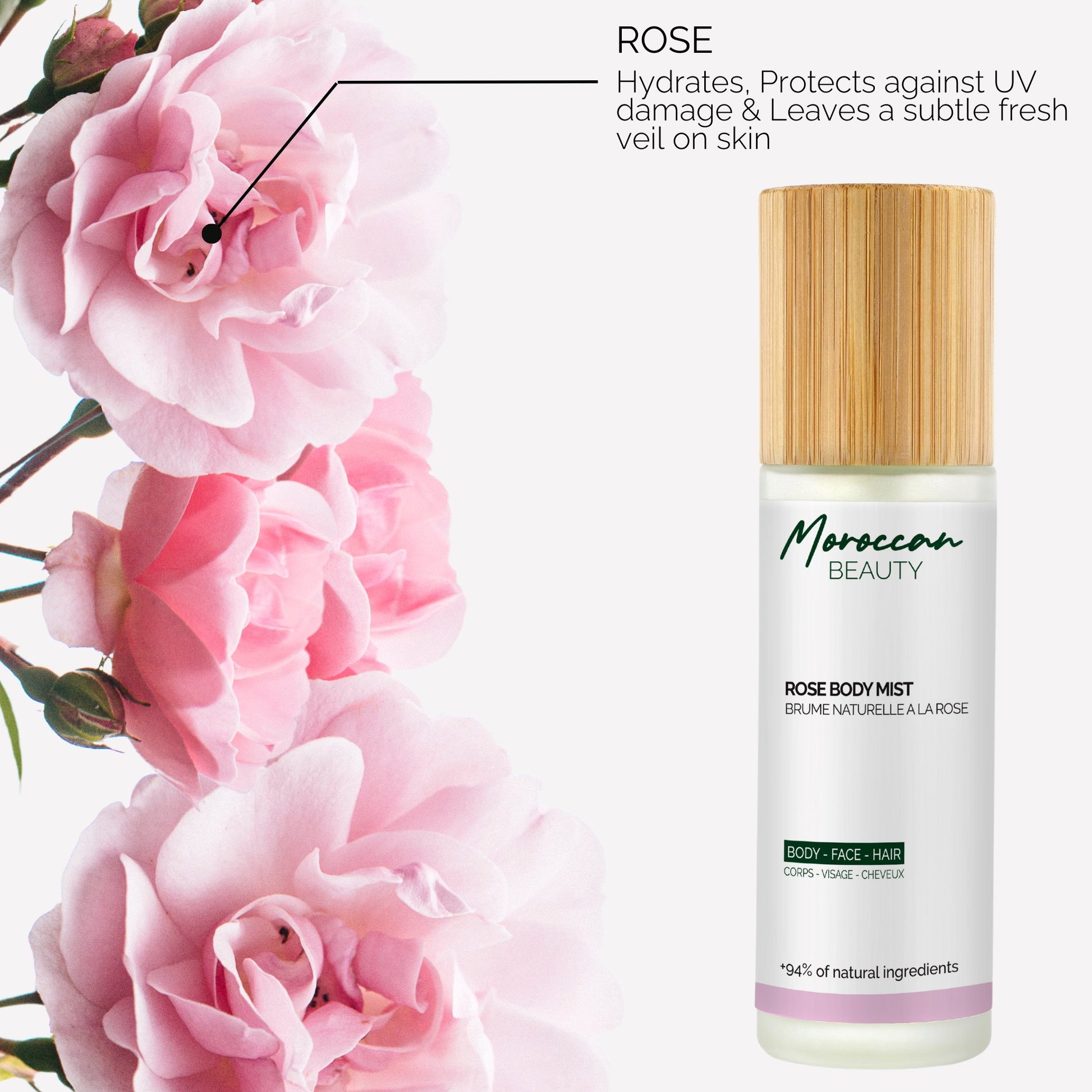 ROSE BODY MIST - +94% NATURAL (Pre-order - delivered by June 2023) - MOROCCAN BEAUTY™