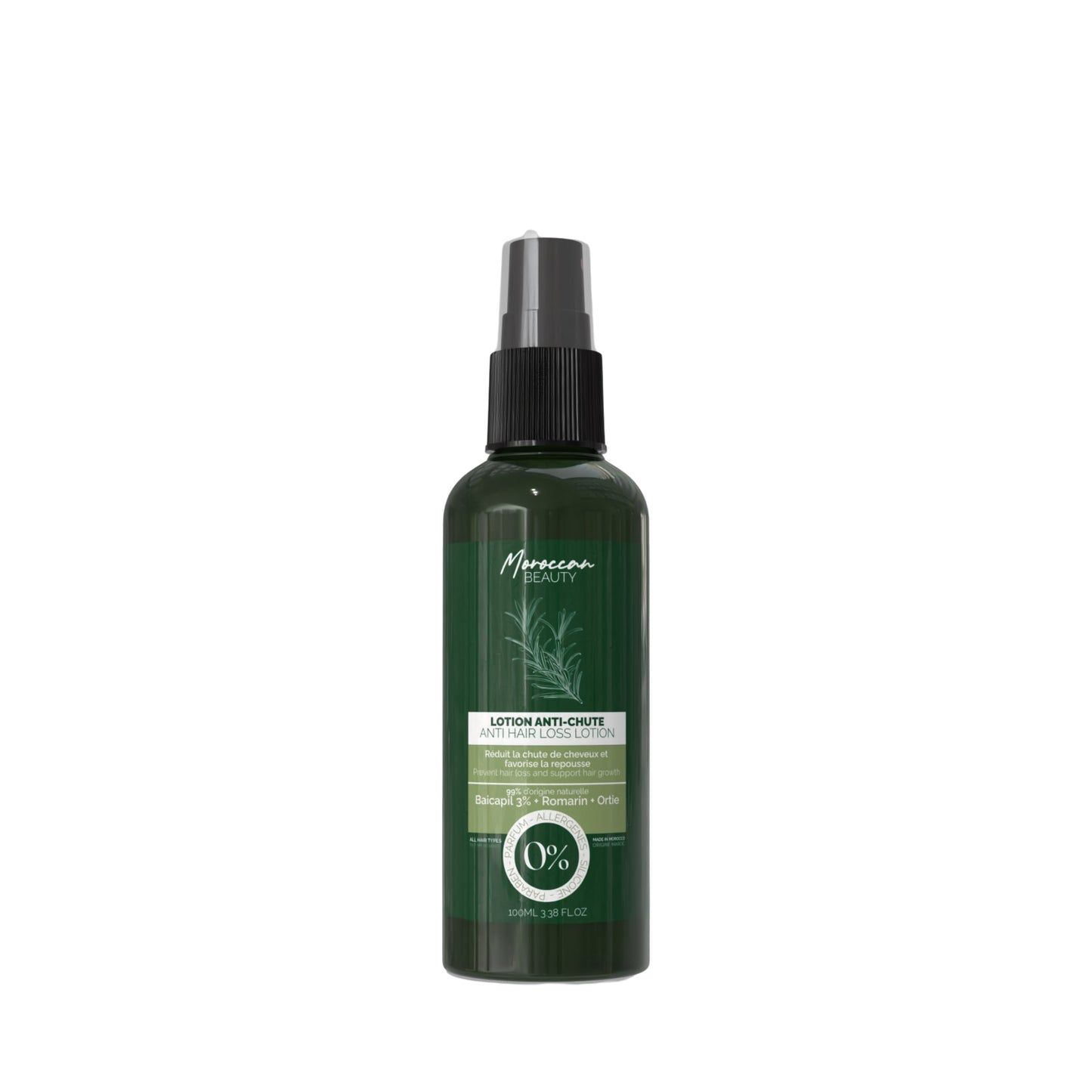 Lotion Naturelle Anti-Chute & Repousse – Baicapil 3% + Romarin – Cure 90 Jours | 100ml
