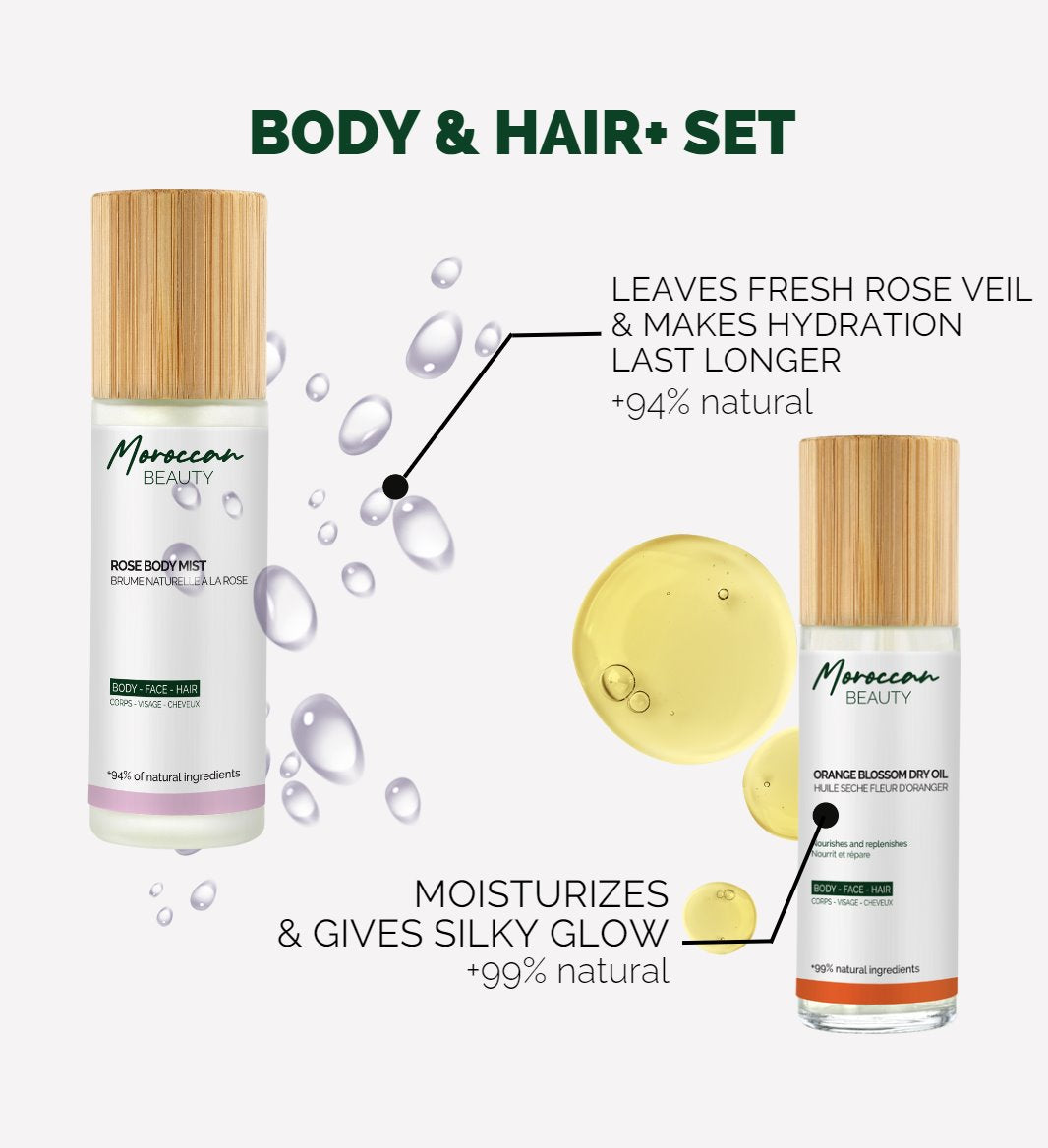 BODY & HAIR SET+ - HYDRATE & FRESHEN - +99% NATURAL - BODY, FACE & HAIR - MOROCCAN BEAUTY